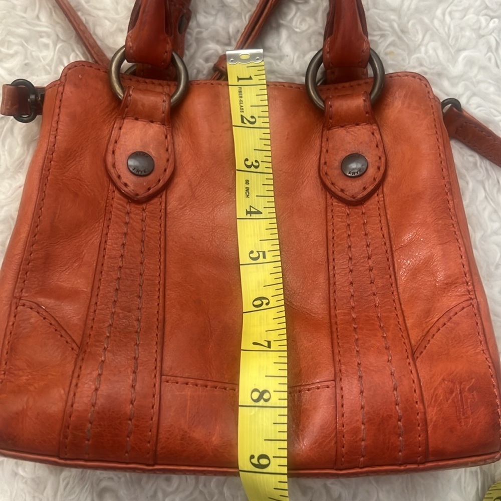 FRYE Melissa Burnt Orange Mini Crossbody Leather Handbag - Picture 13 of 14